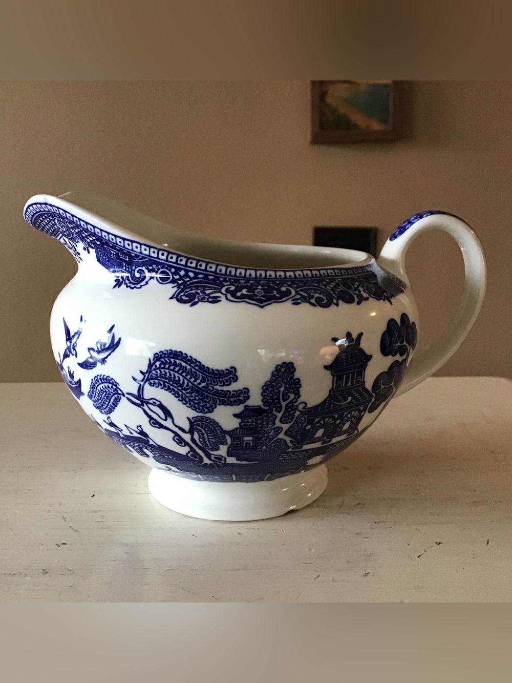 Vintage Blue Willow Chinoiserie Creamer England